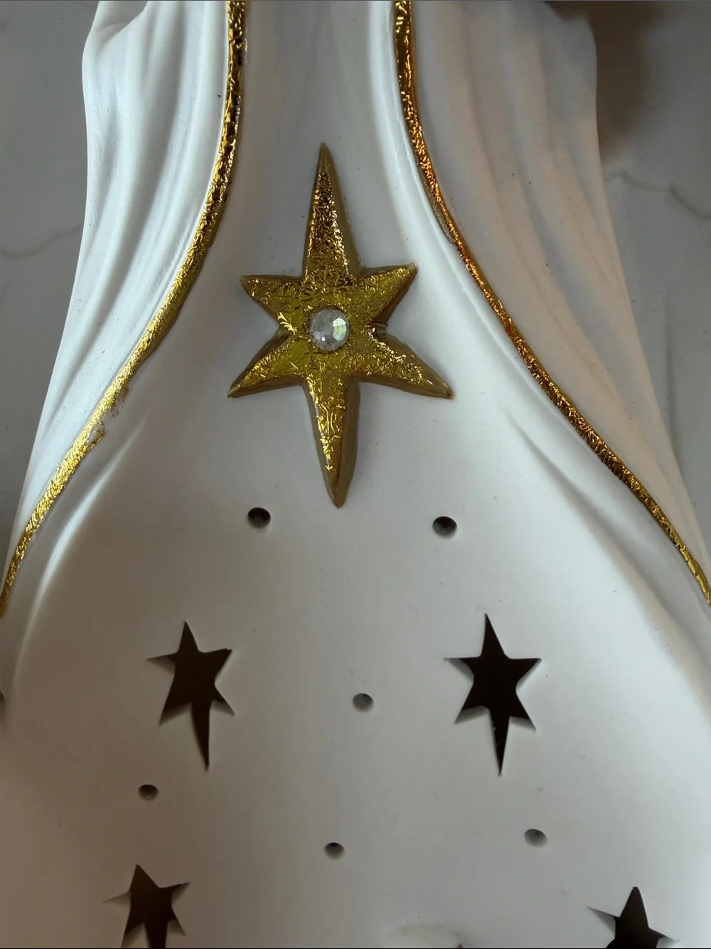 Hallmark White and Gold Ceramic Angel Nativity Lantern